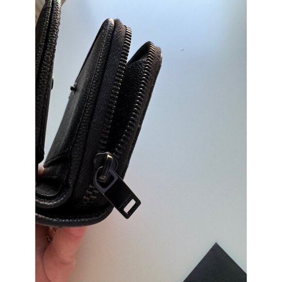 NEW Saint Laurent Black Cassandre Matelasse Compact Zip Flap Wallet Leather - Picture 13 of 16
